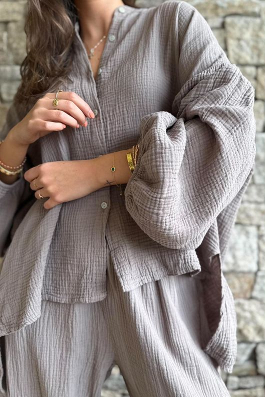 Hush Pillow Cotton Nero Boyfriend Shirt Earth